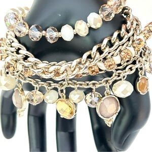 Elegant Bohemian Multi-Chain Bracelet with Gold Accents
